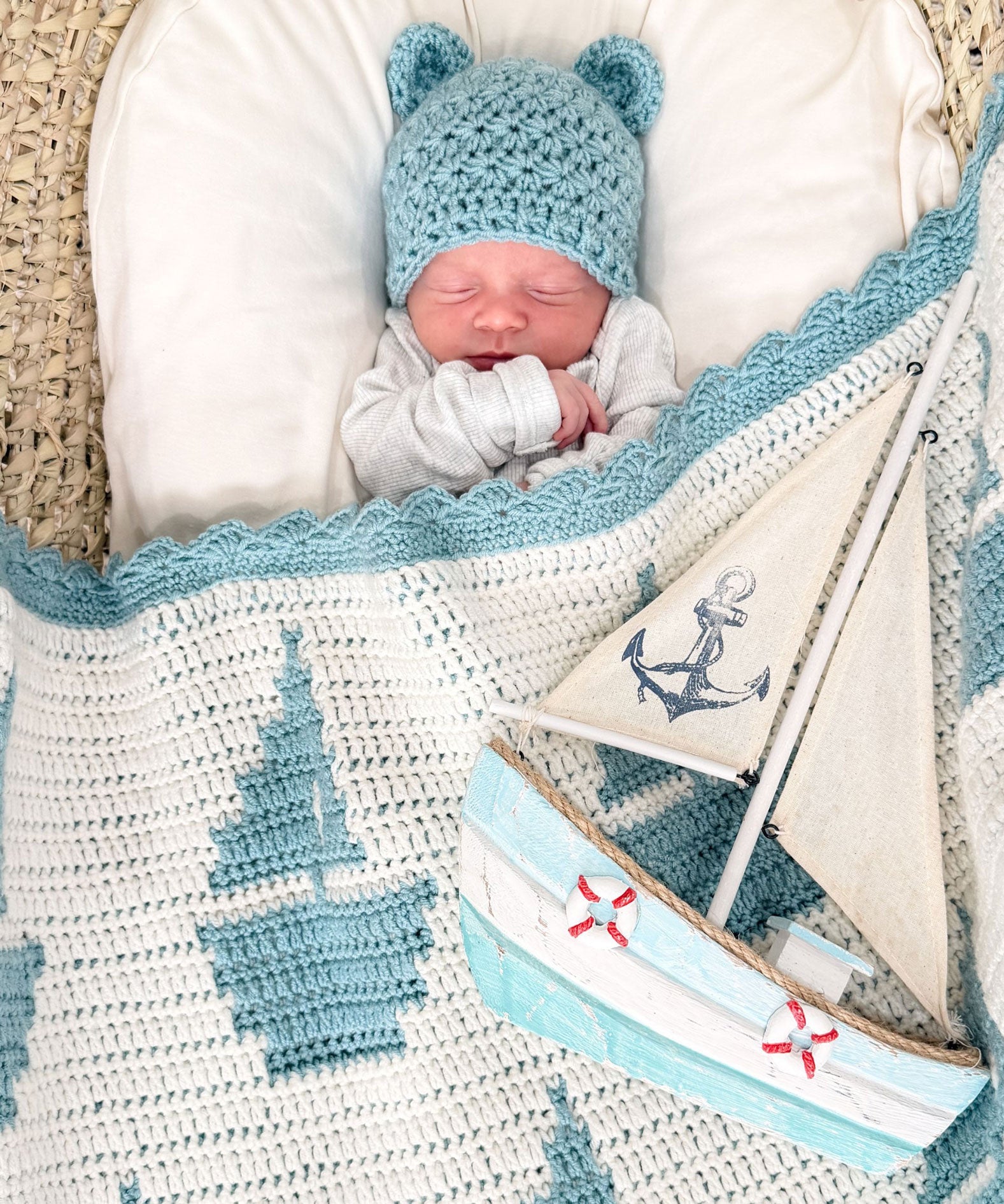 Sailboat Mosaic Baby Blanket