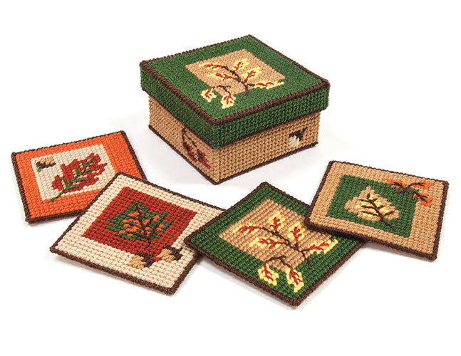 Fall Foliage Coasters and Holder Plastic Canvas Kit