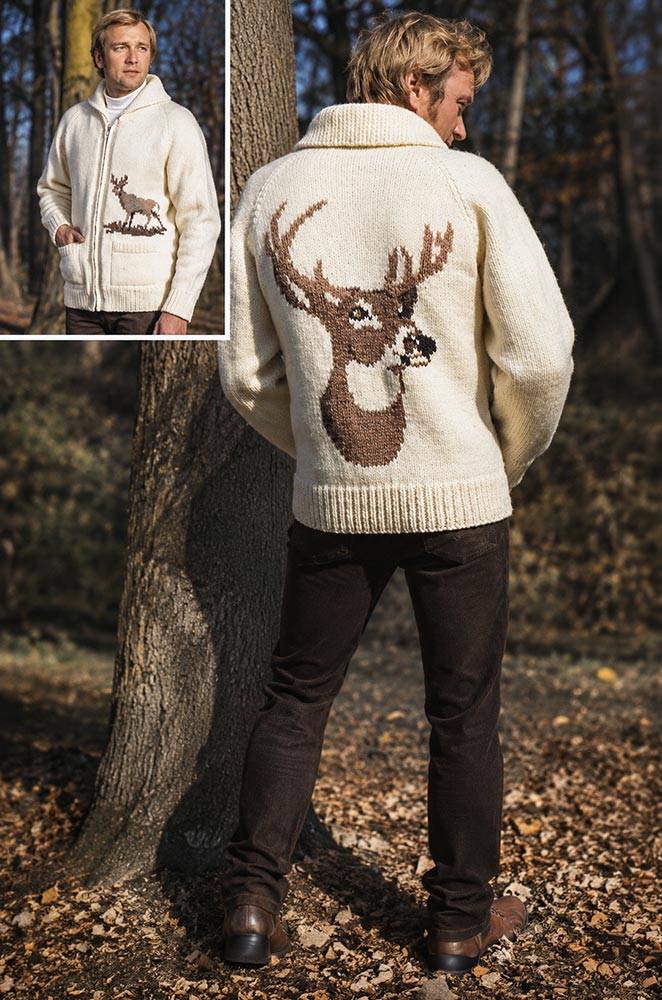 Men's or Ladies' Deer Cardigan Pattern