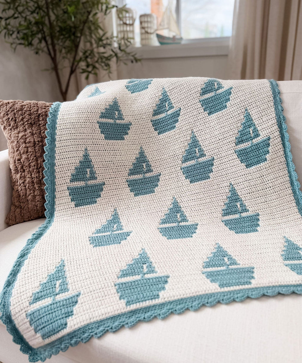 Sailboat Mosaic Baby Blanket