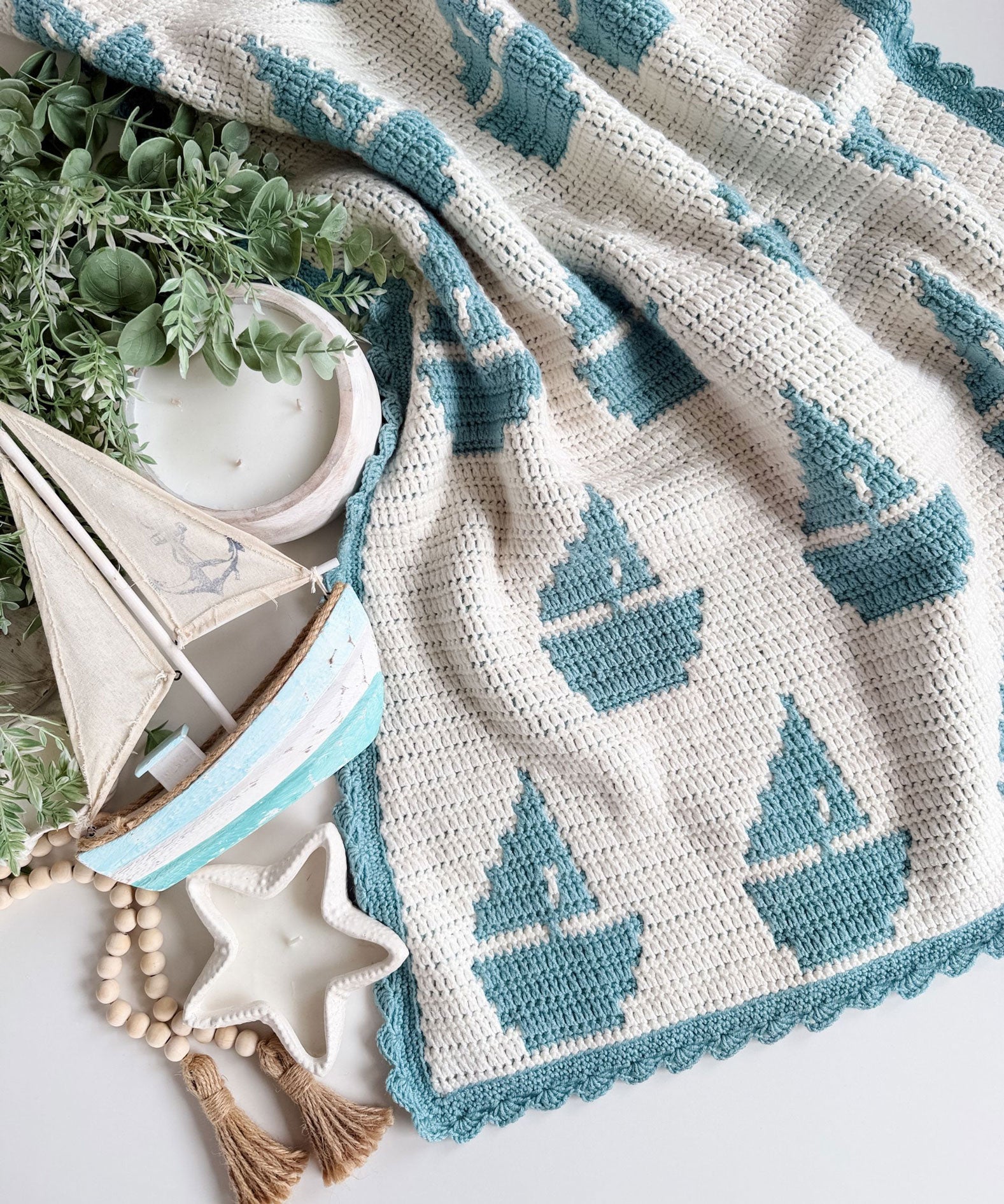Sailboat Mosaic Baby Blanket