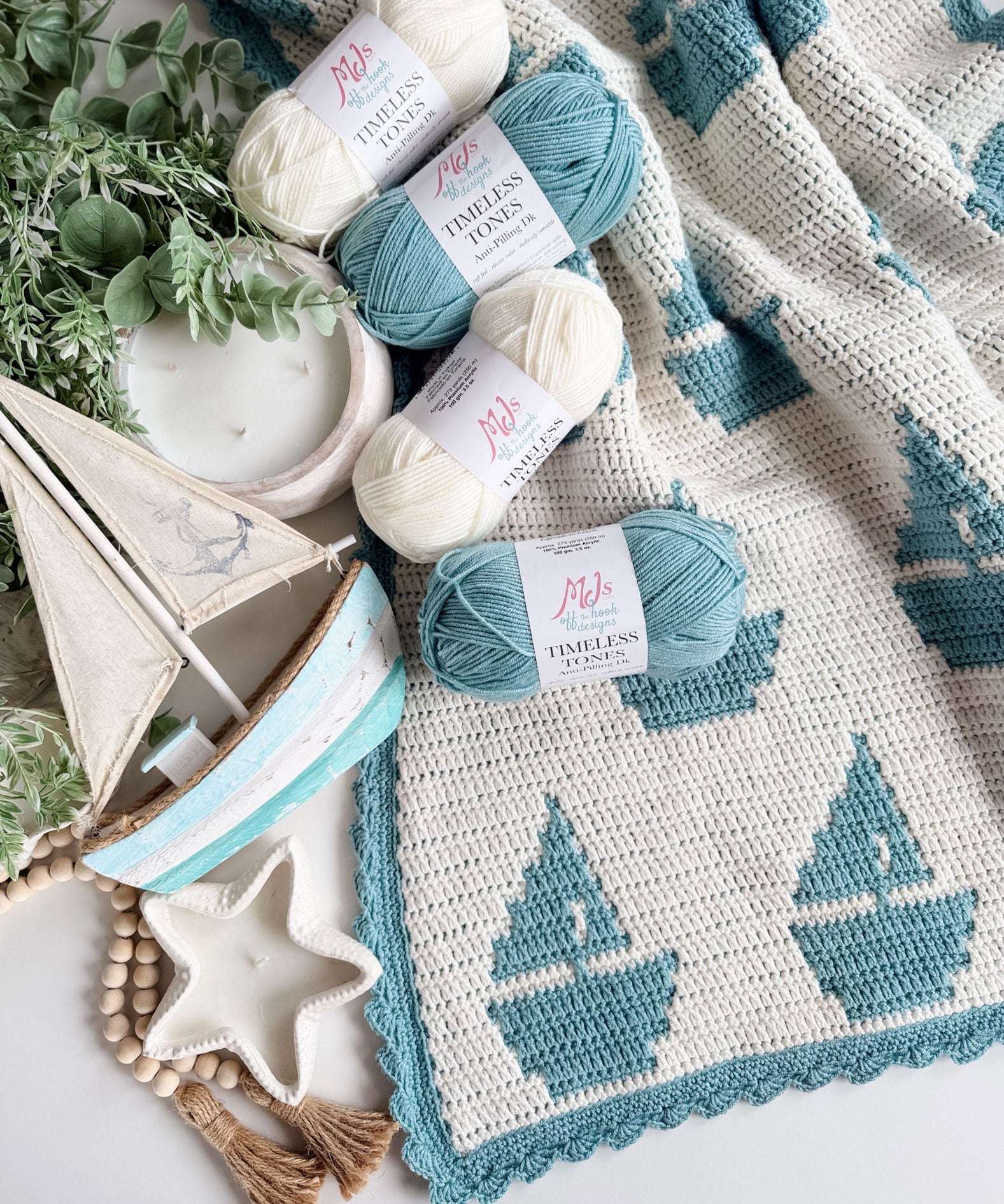 Sailboat Mosaic Baby Blanket