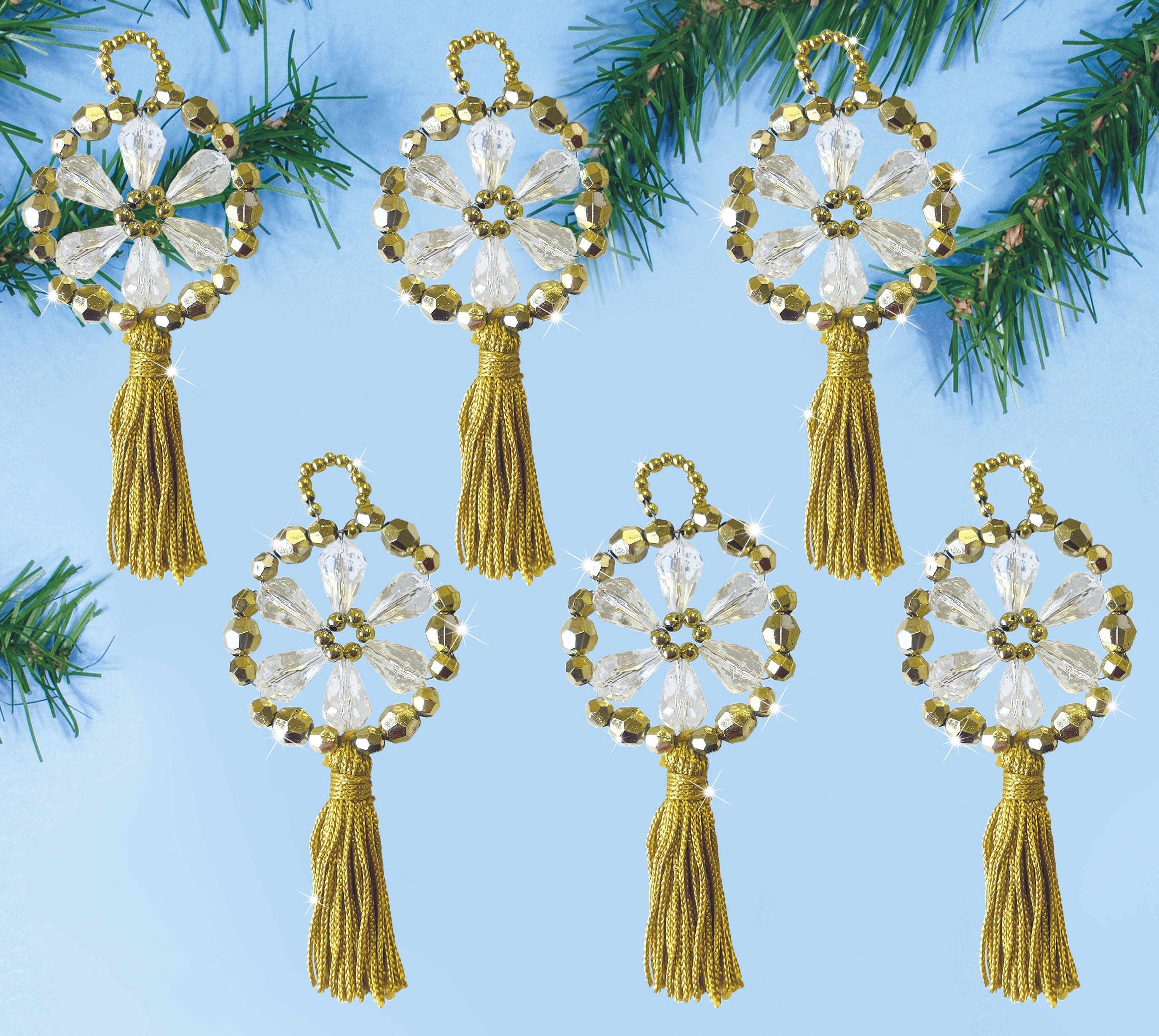 Gold Tassels Beaded Ornament Kit