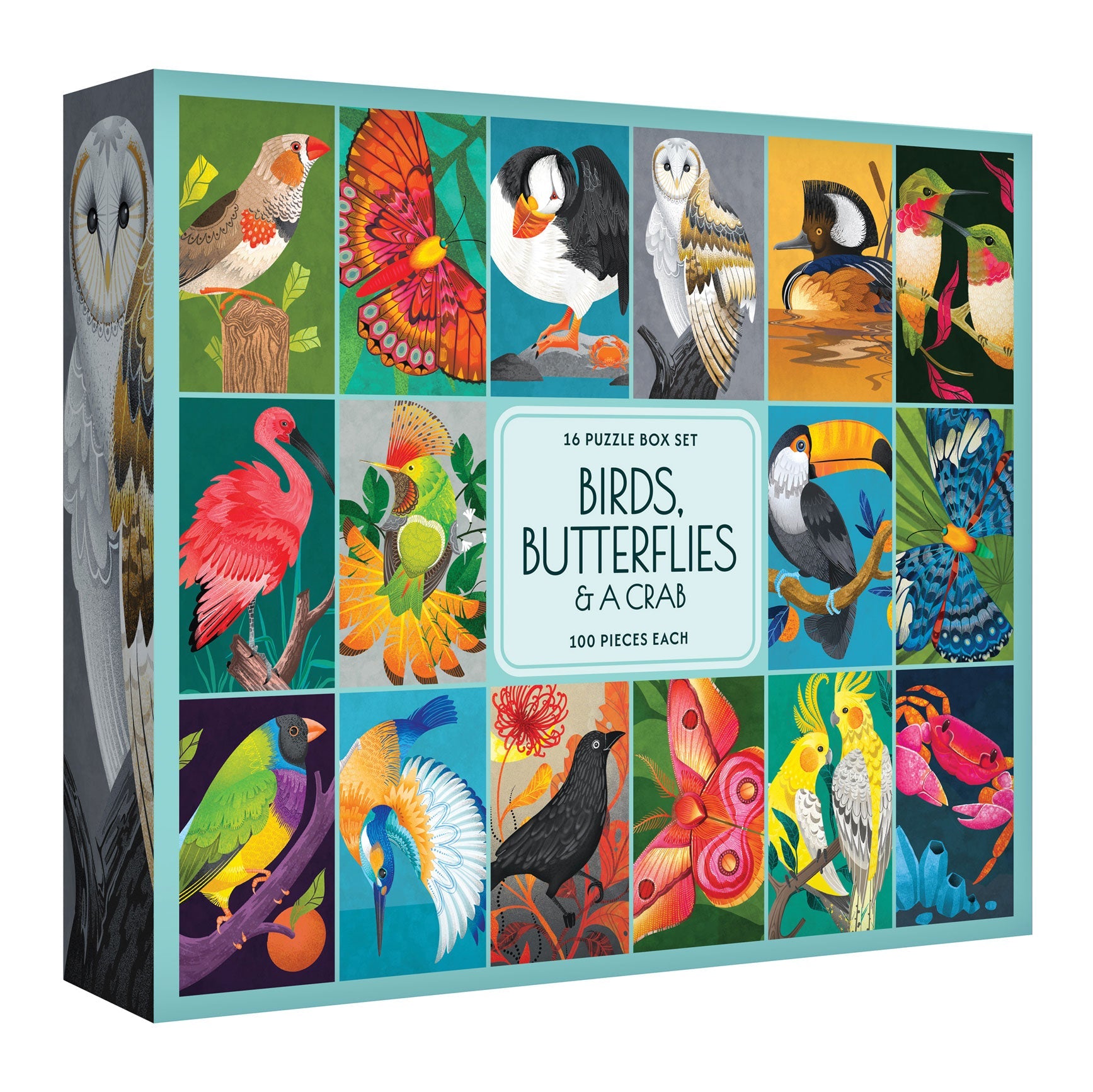 Birds Butterflies & A Crab 16 in 1 Box Set Jigsaw Puzzles