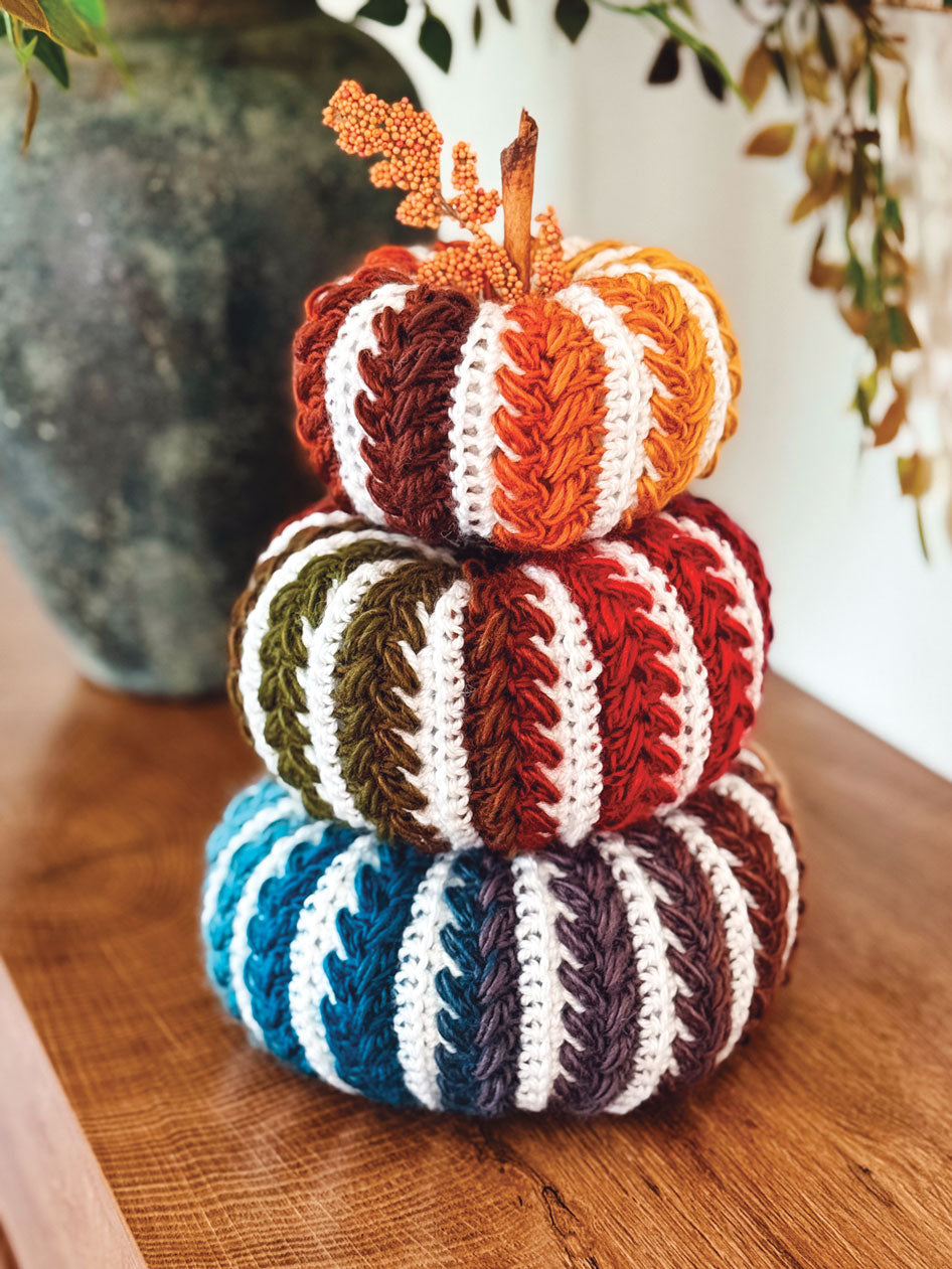 Prism Wheat Stitch Crochet Pumpkins
