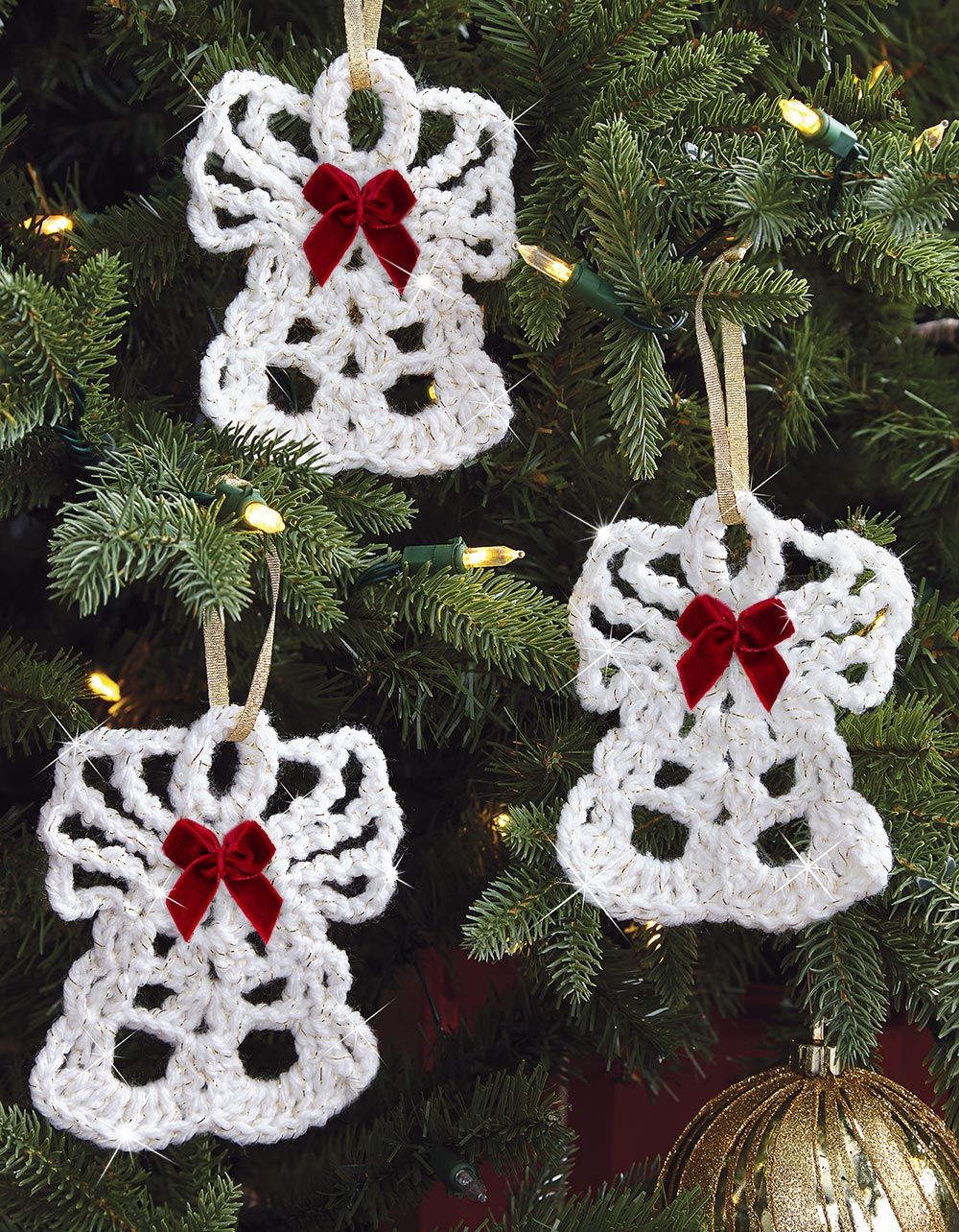 Sparkly Angels Crocheted Ornaments