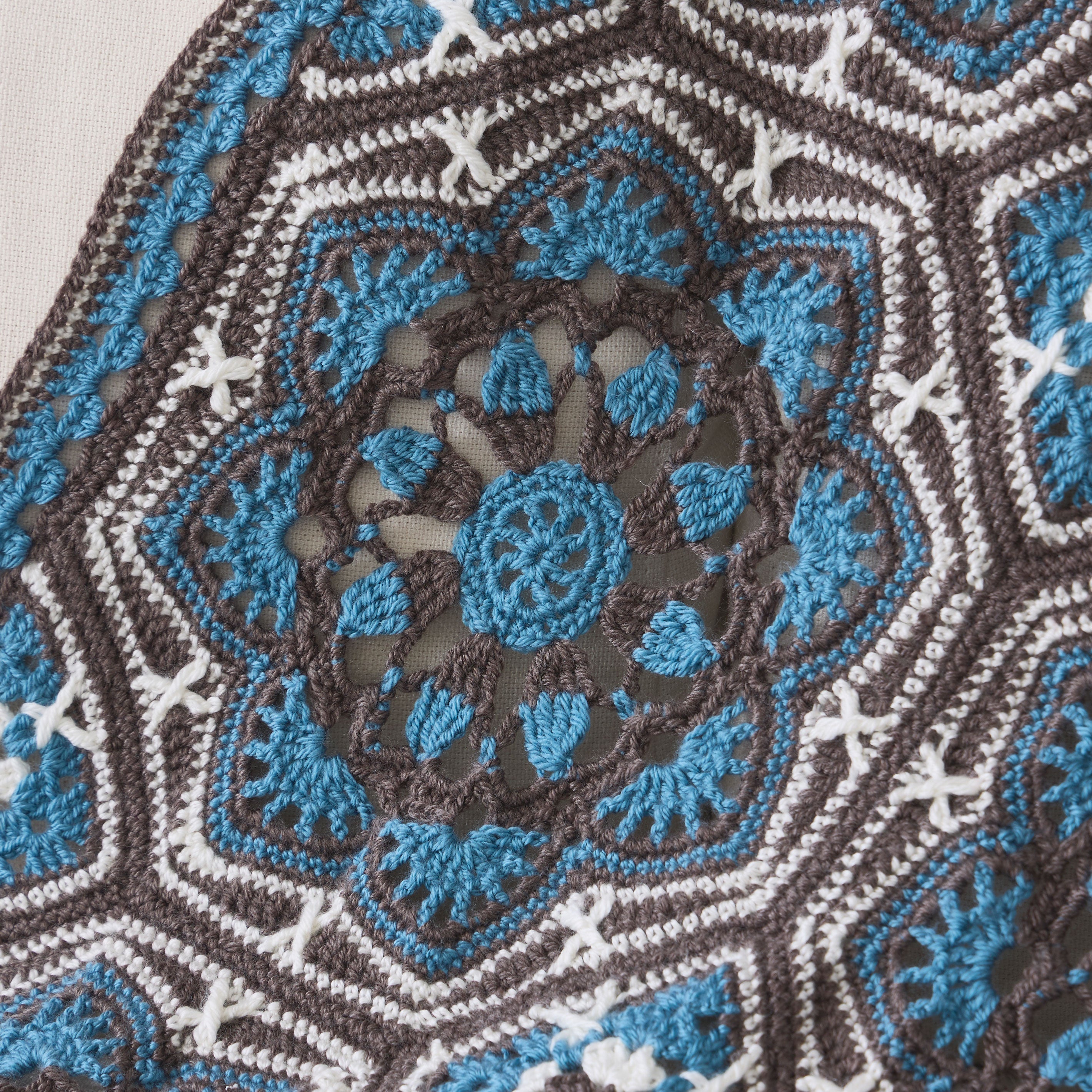Tri-Colored Persian Tiles Crochet Blanket