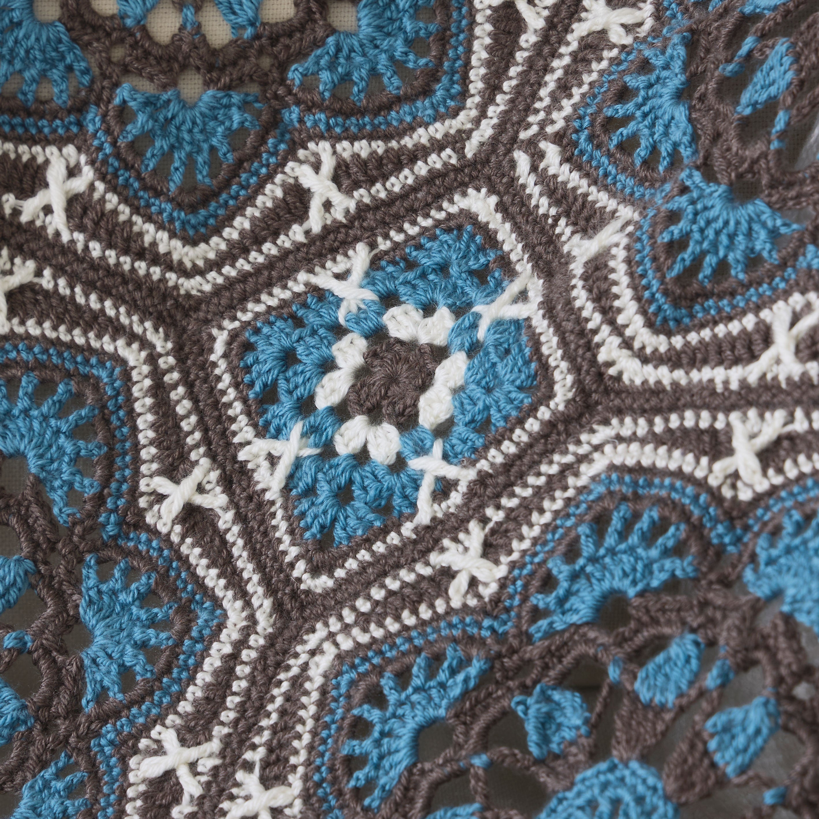 Tri-Colored Persian Tiles Crochet Blanket