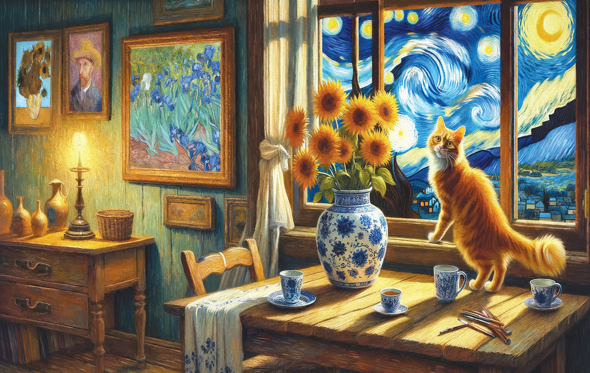 Van Gogh The Cat on a Starry Night Jigsaw Puzzle