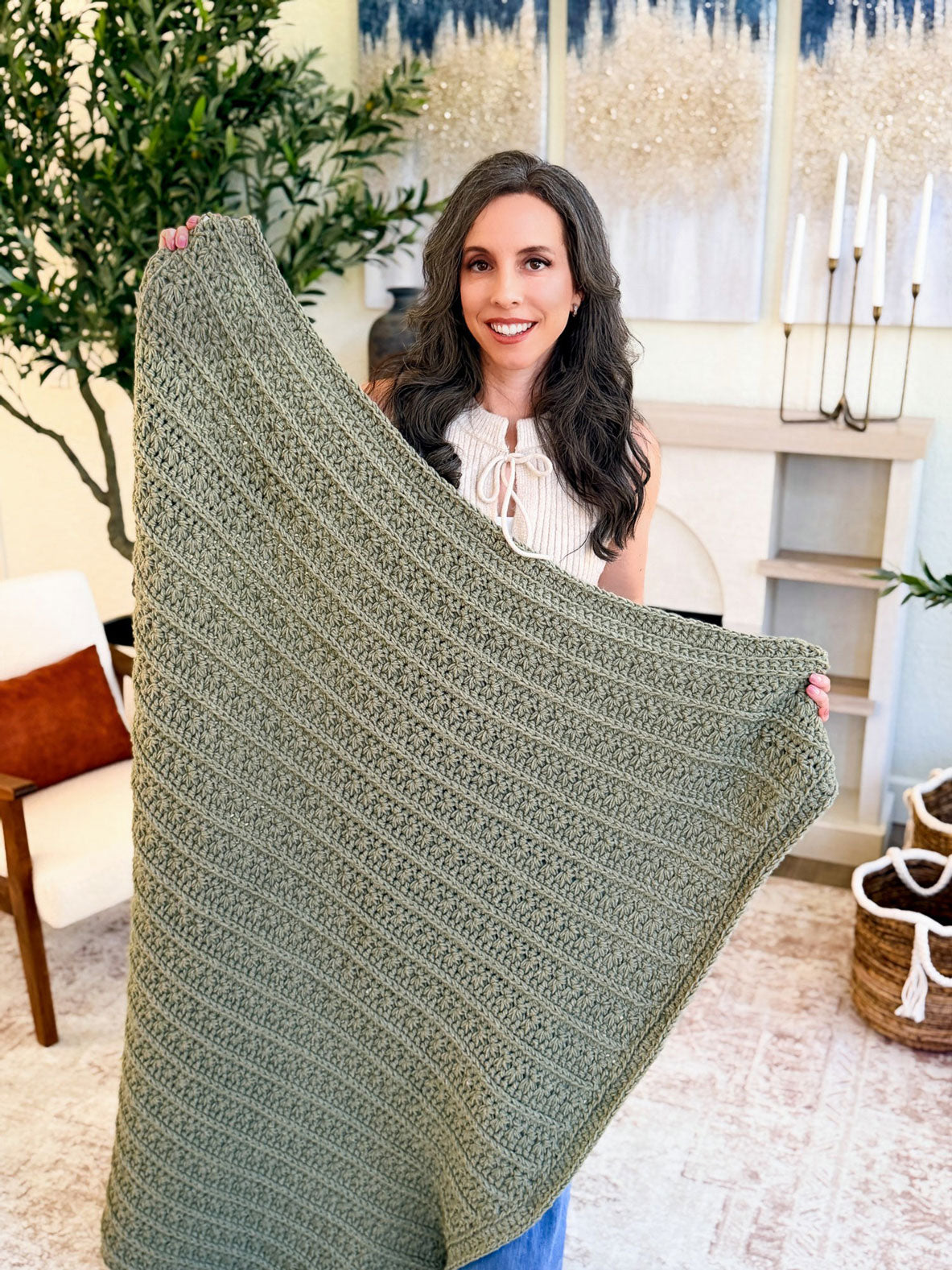 Petal Loop Stitch Textured Blanket