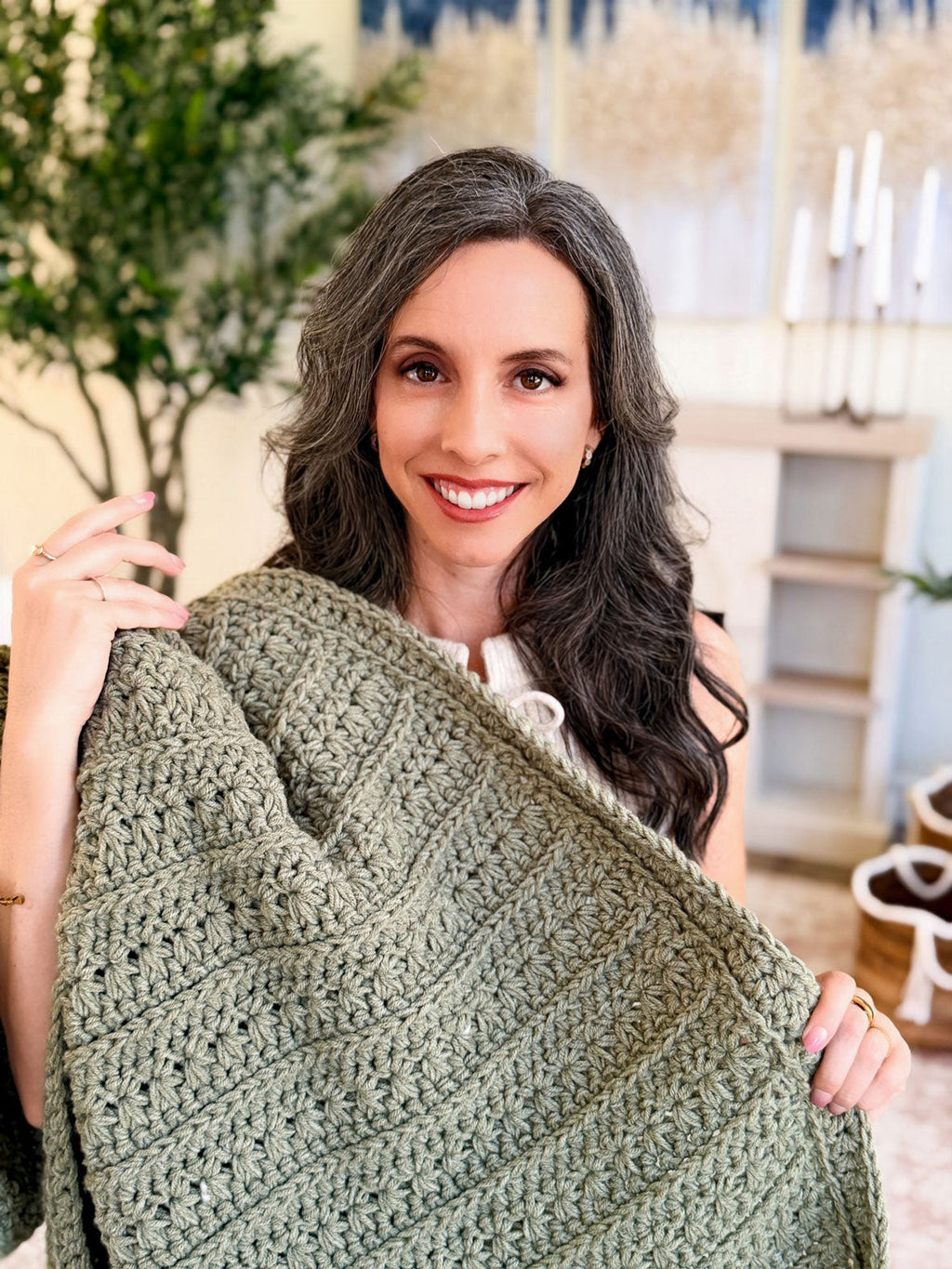 Petal Loop Stitch Textured Blanket
