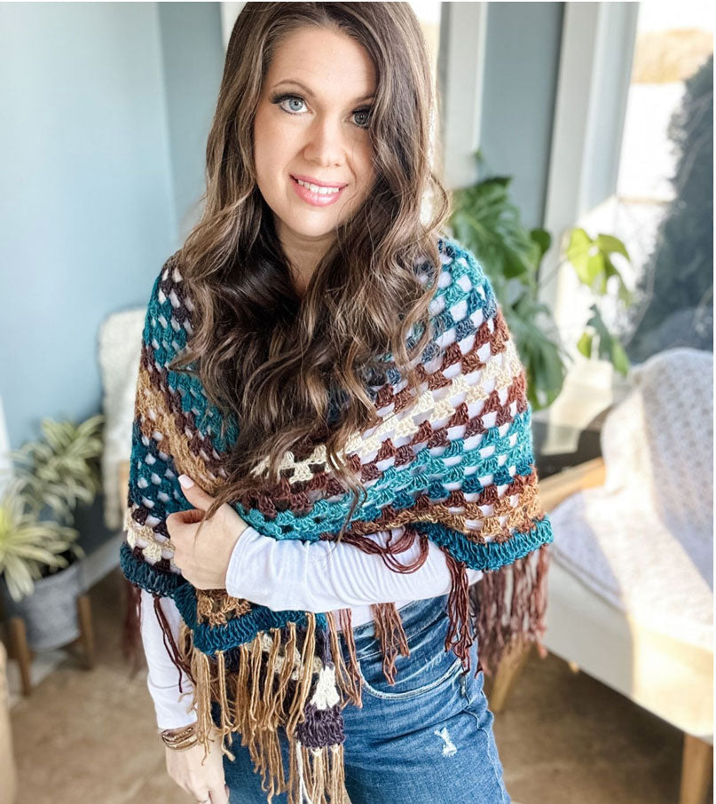 Feathered Fall Crochet Shawl