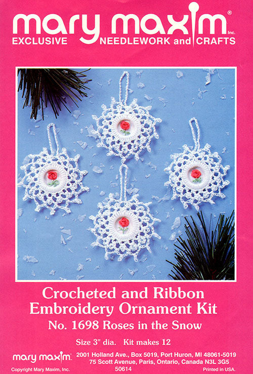 Roses in Snow Ornaments Pattern
