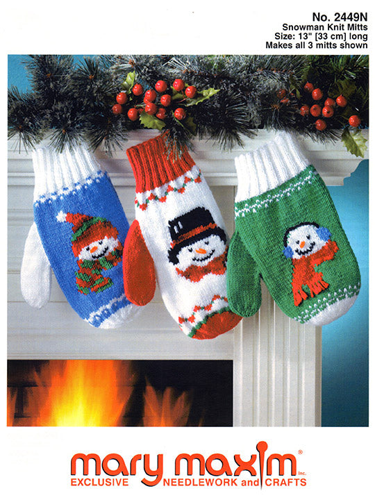 Snowman Knit Mitts Pattern