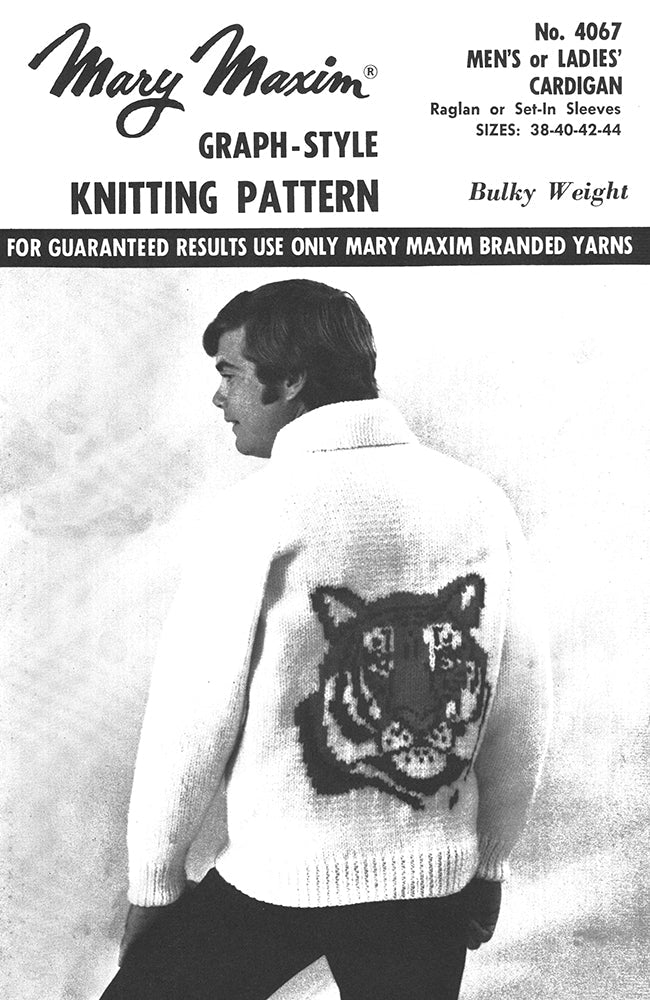 Men's or Ladies' Tiger Cardigan Pattern